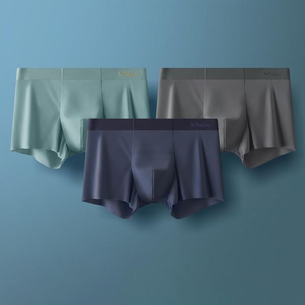 Sous-pants miiow 3pcs aaaconductive des hommes antibactériens sous-vêtements de la soie de glace pour hommes en tissu de soie