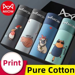 Sous-pants Miiow 3pcs Coton biologique Men's Pantes Sous-Wear Underwear Men Boxer Shorts AAA ANTIBACTERIAL HOMM