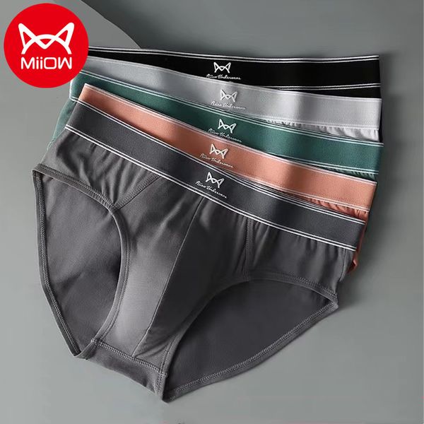 Caleçon MiiOW 3 pièces coton bio hommes Sexy slips AAA antibactérien homme sous-vêtements Boxer Shorts hiver mâle culotte 230420