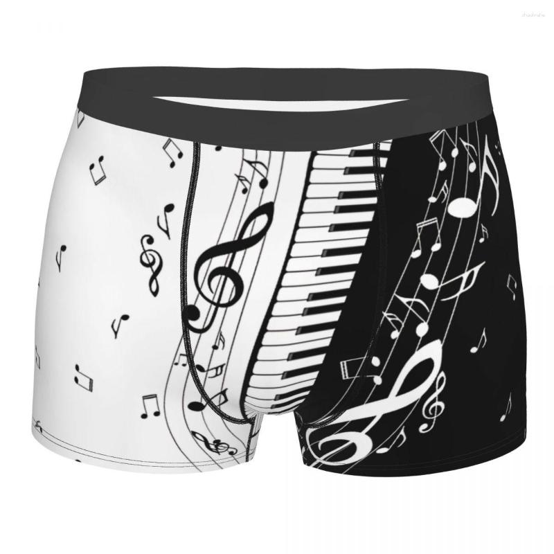 Cuecas Minimalistas Teclas de Piano Homens Boxer Briefs Música Padrão Arte Altamente Respirável Roupa Interior de Alta Qualidade Impressão Shorts Presente Idéia