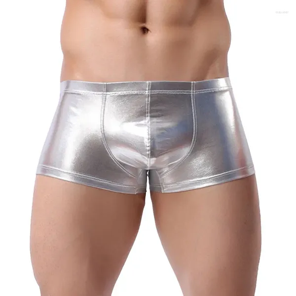 Calzuelas Mjartoria 2024 PU Faux Cuero Hombres Boxers de talla grande Hombre U POUCHO CONVEX