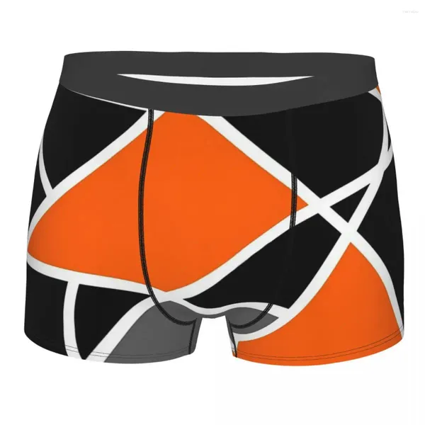 Caleçon moderne motif orange motifs géométriques culotte en coton sous-vêtements pour hommes short imprimé boxer
