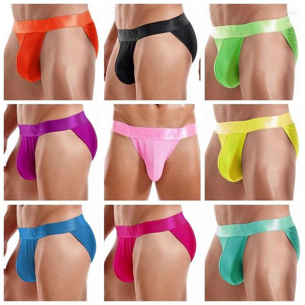 Calzoncillos Multicolor Sexy Ropa interior para hombres High Slit Gym Sports Low Rise Seamless Boxer Briefs Gay Sissy Male Bikini Pantalones cortos