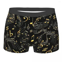 Caleçons Musique Notes de Musique Or En Relief 3D Tridimensionnel Respirant Culotte Sous-Vêtements Pour Hommes Short Boxer Slip