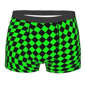 Caleçon vert fluo à carreaux noir damier tourbillon Frankenstein film d'horreur culotte sous-vêtements homme short Boxer slip