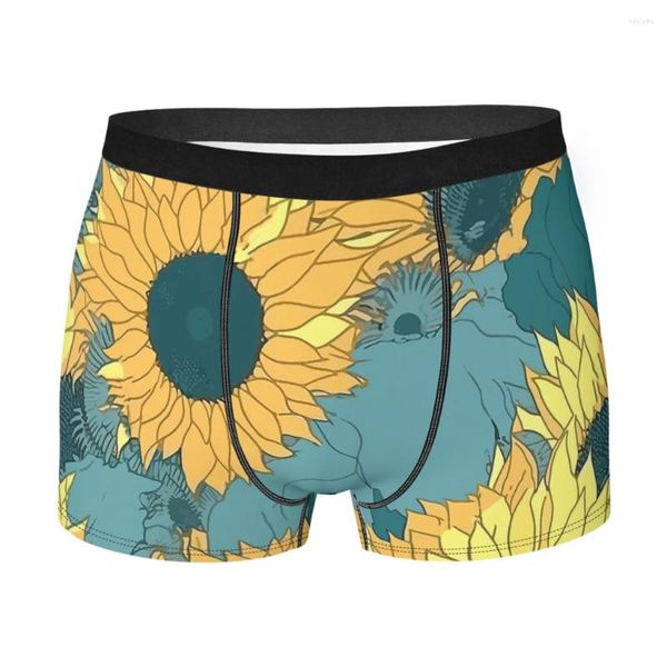 Calzoncillos Nostálgico Patrón de girasol Amarillo Hombres Boxer Calzoncillos Leal y Orgulloso Flor Altamente Transpirable Cumpleaños de alta calidad