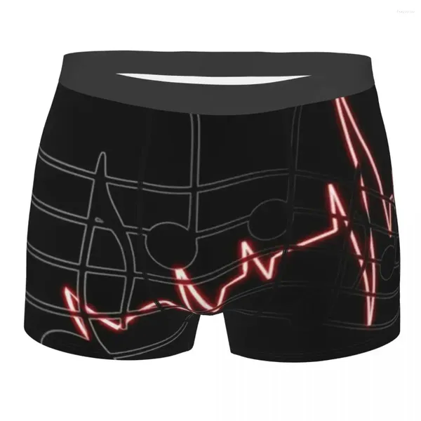 Calzoncillos Notas Latido del corazón Hombres Boxer Briefs Patrón musical Arte Ropa interior divertida transpirable Pantalones cortos con estampado de alta calidad Idea de regalo