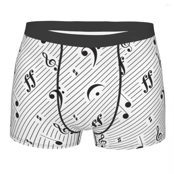 Calzoncillos Novedad Boxer Shorts Bragas Hombre Música Notas Ropa interior Blanco y negro Suave para hombre S-XXL