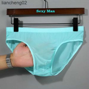 Onderbroek nylon spandex heren ondergoed briefs naadloze ultradunne ijs zijden cueca lage stijging mannelijk slipje plus size cuecas masculinas w0412