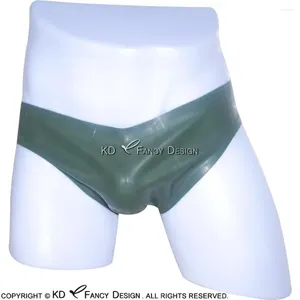 Sous-pants Olive Green Sexy Latex Briefs avec pochette de pochettes Pantalons de sous-vêtements Bottys Panties DK-0063