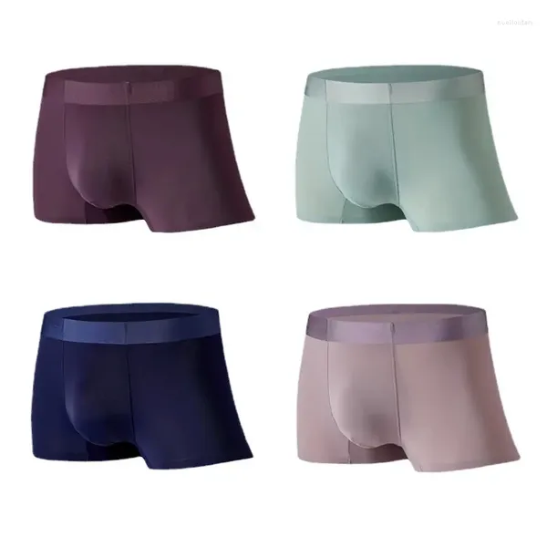 Calzoncillos de una pieza Ropa interior sin costuras para hombres Verano Seda de hielo Sexy Boys Boxer Shorts Pantalones de cuatro esquinas