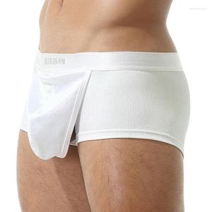 Sous-pants Open Front Boxer Men de sous-vêtements Sous-vêtements Sexy Sexy Men's Pantes Gouch Hepot Hole Bulge Pouche masculine