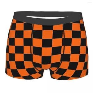 Onderbroeken oranje en zwart dambordpatroon katoenen slipje mannelijk ondergoed comfortabele shorts boxershorts