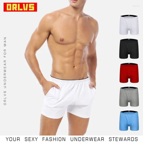 Sous-pants orlvs confortables sous-vêtements hommes boxers coton coton rapide sèche respirant cueca tanga shorts masculins masculins solides or130