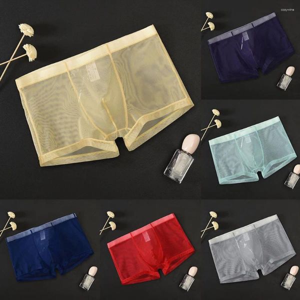 Calzoncillos calzoncillos Boxer Shorts calzoncillos de tiro medio transparente transpirable ultrafino sin costuras de alta calidad ropa interior Sexy para hombres