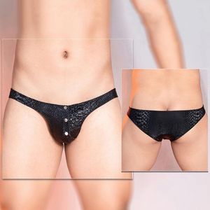 Onderbroeken Slipje Slips Casual Dagelijks Medium Strecth Heren PU-leer Polyester zakje Gedrukt Sexy Shorts Knopen Universeel