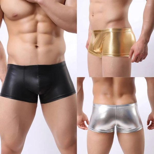 Sous-pants Boxer sexy en cuir breveté Briefs drôle pour les jeux pour adultes pour hommes Boxershorts sous les gros masculins en gros masculin