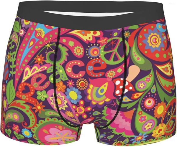 Caleçon symbole de paix signe Paisley hommes Boxer slips respirant hommes sous-vêtement confortable culotte sexy