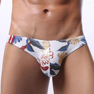 Onderbroek Penis Big Pouch Slipje Ardennen Slips Mannen Ademend Mesh Print Thongs Sexy Ondergoed U-Convexe Vochtafvoerend