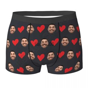 Underpants Personalized Face Photo Underwear Custom Heart Boxer Briefs Custom Men Briefs Gift For Husband Anniversary Gift for Dad J230713