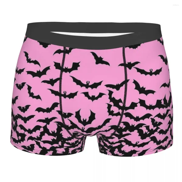 Calzoncillos Pink Bat Halloween Goth Ropa interior larga para hombres Boxer Briefs Shorts Bragas Impreso Suave para hombre Tallas grandes