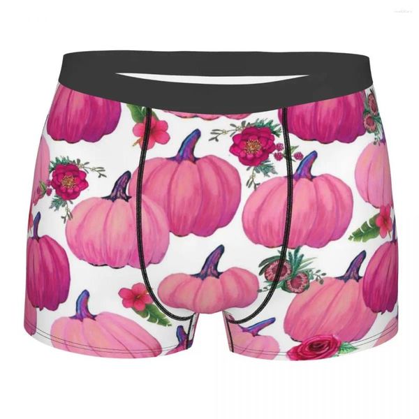 Calzoncillos Rosa Calabaza Otoño Halloween Hombre Ropa Interior Larga Boxer Calzoncillos Pantalones Cortos Bragas Novedad Transpirable Para Hombre S-XXL