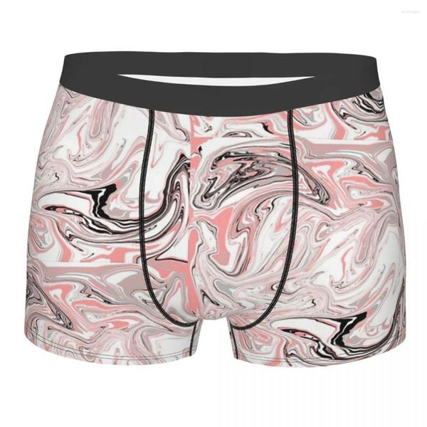 Caleçon Rose Blanc Noir Marbrure Marbré Marbre Motif Coton Culotte Homme Sous-Vêtements Sexy Shorts Boxer Briefs