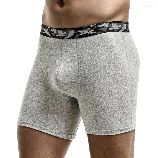 Sous-vêtements Plus Taille 6XL Hommes Long Boxer Sous-vêtements Sexy U Convexe Hommes Culottes Coton Naturel Lingerie Marque Mâle Sport Jambe Boxershorts