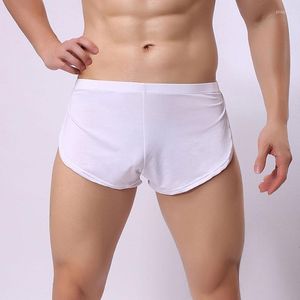 Caleçon grande taille glace soie U poche convexe boxeurs coupe haute ouvert respirant Boxer sous-vêtements Gay Wear pour hommes F9