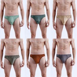 Slips grande taille slips pour hommes doux respirant soie sous-vêtements sexy hanches transparentes Jockstrap coloré Bikini MenUnderpants