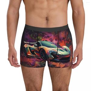 Sous-vêtements puissants sous-vêtements de voiture de sport peinture colorée néon classique impression shorts slips 3D pochette homme surdimensionné boxershorts