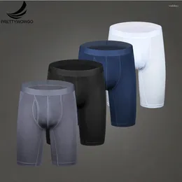 Sous-pants Prettywowgo Long Boxer Arrivée 2024 hommes Color Color Coton Plus taille Homme Sport sous-vêtements M L XL XXL 3XL K0322