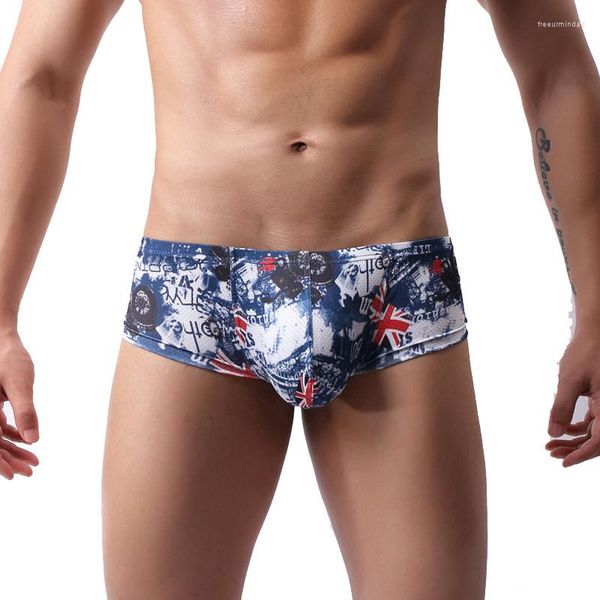 Calzoncillos estampados Mini Boxer Shorts Sexy Bugle bolsa ropa interior Cuecas Mens Boxershorts malla Slip Homme Gay bragas calzoncillos