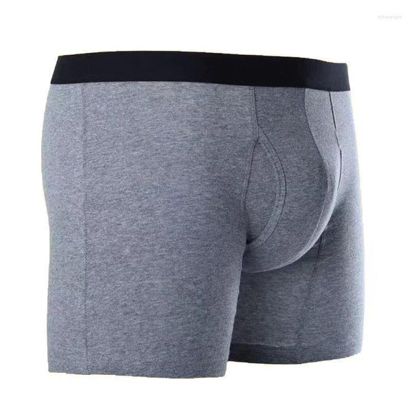 Caleçon produit 2023 couleur unie respirant doux coton Long Boxer hommes sous-vêtements 2 pièces pour la course de gymnastique