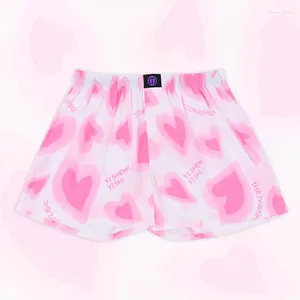 Sous-pants Pure culotte de coton beau amour rose pour hommes et femmes motif de shorts respirants confortables à la maison