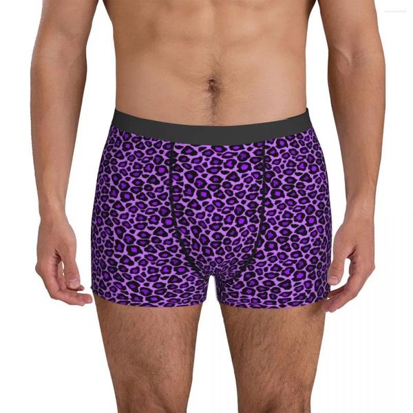 Calzoncillos Ropa interior de leopardo púrpura Impresión de animales Boxershorts Pantalones cortos suaves para hombres Calzoncillos Regalo de cumpleaños