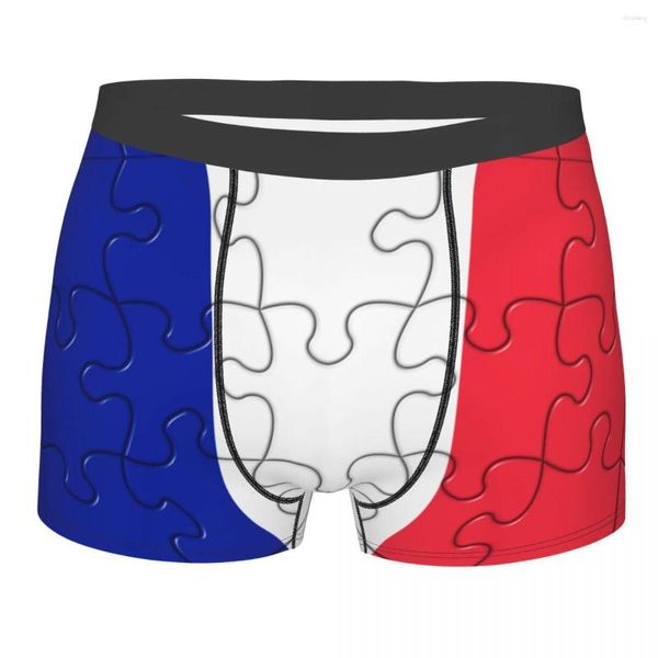 Slip Puzzle France Drapeau Hommes Sous-Vêtements Boxer Shorts Culotte Drôle Respirant Pour Homme