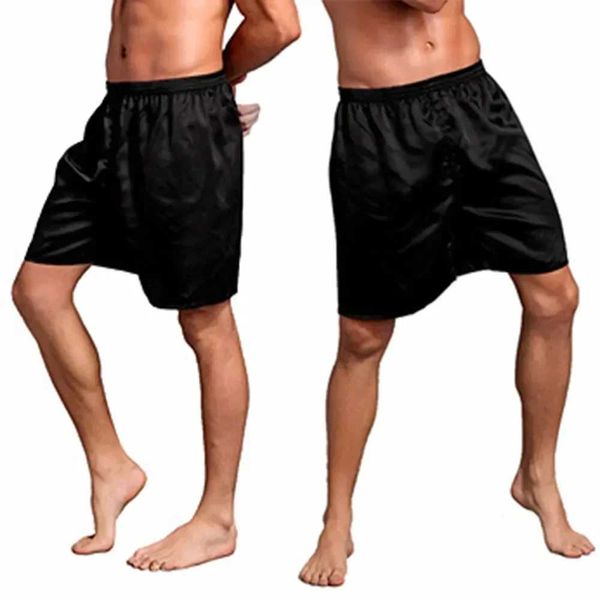 Caleçons Pyjamas Boxers Pyjamas décontractés Shorts en soie simulés bas couleur de la maison Satin sommeil solide pantalon hommes vêtements de nuit L1218