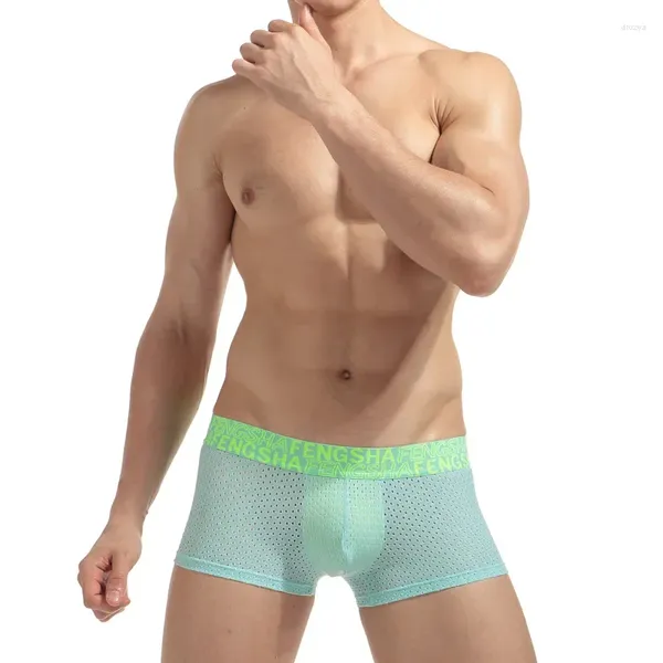 Onderbroek Sneldrogend Stretch Mannen Ondergoed Ijs Zijde Sexy Mesh Ademend Jeugd U Bolle Pouch Boxer Merk Shorts M/L/XL/XXL/XXXL