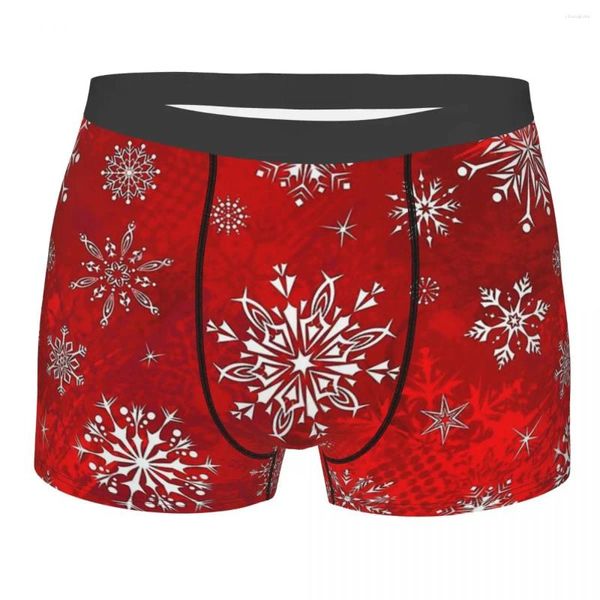 Caleçon rouge dégradé flocons de neige joyeux joyeux noël Homme culotte sous-vêtements masculins short Sexy Boxer slip