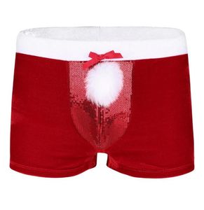 Sous-pants Red Mens Lingerie Velvet Christmas Holiday Holiday Santa Claus Party Costume Boxer Shorts de flanelle masculine Sous-vêtements Cospla1713421
