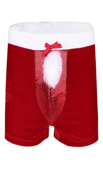 Sous-pants Red Mens Lingerie Velvet Christmas Holiday Holiday Santa Claus Party Costume Boxer Shorts Flanelle masculine Sous-vêtements Cospla2298362