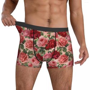 Sous-vêtements rouge rose rose sous-vêtements vintage imprimé floral motif homme confortable tronc Trenky Boxer Brief Plus Taille