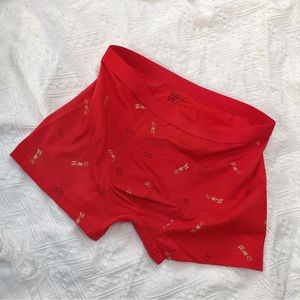 Sous-vêtements sous-vêtements rouges Boxer pour hommes pur coton entrejambe Benmingnian bovins grands garçons Modal se marier