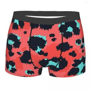 Calzoncillos de leopardo rojizo mezclado con parches de neón, bragas de algodón de simulación de piel de Animal, ropa interior de hombre, pantalones cortos estampados, calzoncillos bóxer