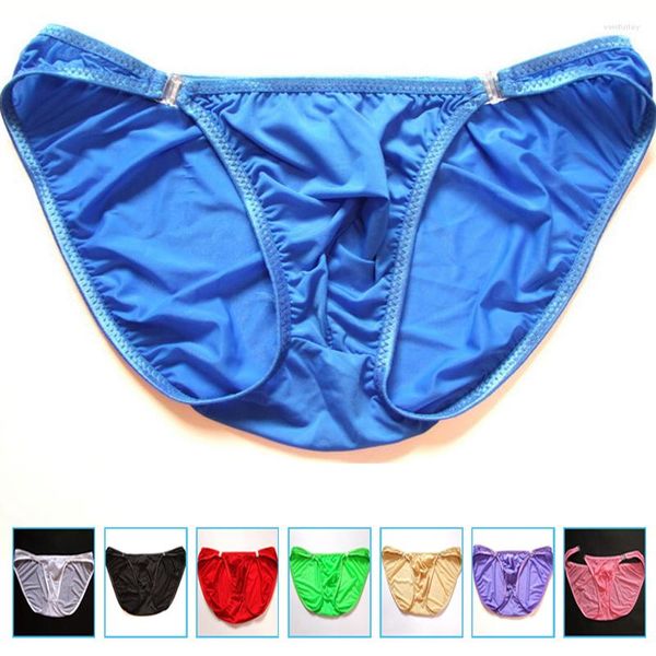 Slip Bouton Amovible Sexy Hommes Slip En Soie Homme Culotte Jockstrap Ultra-mince Gay Sous-Vêtements Hommes