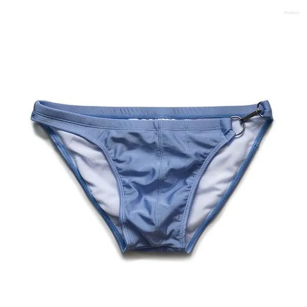 Calzoncillos Ropa Interior Sexi Para Hombre bañadores de natación calzoncillos hebilla de Metal Sissy bragas deportivas Gay Calcinha Sexy Cuecas