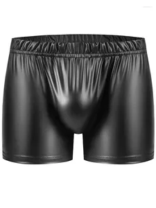 Sous-pants S-5xl Faux PU Leather Boxershorts Men Sous-vêtements Strot Terre Convex Mens Boxer Brief