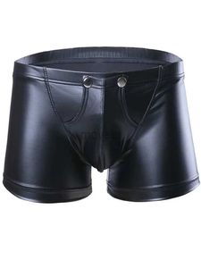 Onderbroek S-5XL Glanzend Kunst PU Lederen Boxershorts Mannen Ondergoed Open Bolle Zak Boxer Briefs Hot Sexy Calzoncillos Panty Trunks Shorts 24319