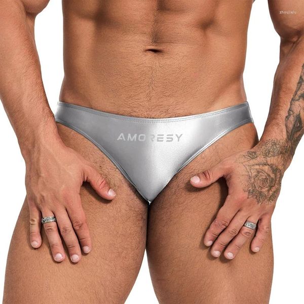 Sous-vêtements en satin brillant pour hommes, sous-vêtements sexy, huileux, yoga, sport, course à pied, loisirs, slip taille basse, maillot de bain